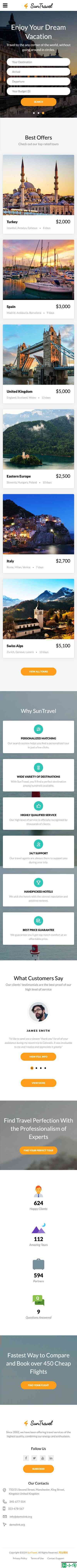 全方位旅游出行服务网站模板-手机预览